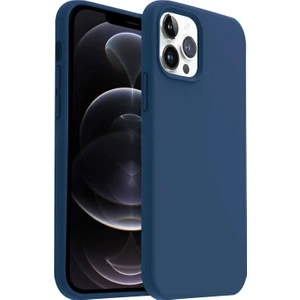 Apple iPhone 12 Pro Max Kılıf Lansman Premium Silinebilir Mavi Silikon