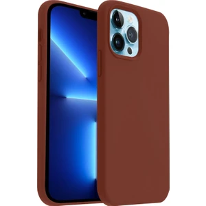 Apple iPhone 13 Pro Max Kılıf Lansman Premium Silinebilir Kahve Silikon