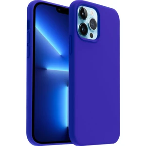Apple iPhone 13 Pro Max Kılıf Lansman Premium Silinebilir Koyu Mavi Silikon