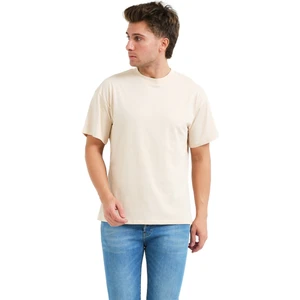 100% Pamuk Basic Fit Bisiklet Yaka Bej Erkek T-Shirt - Alpha