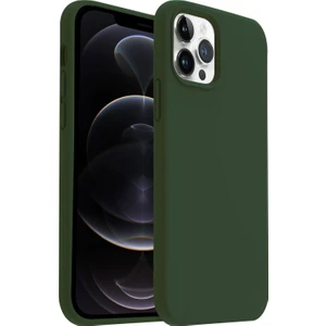 Apple iPhone 12 Pro Max Kılıf Lansman Premium Silinebilir Koyu Yeşil Silikon