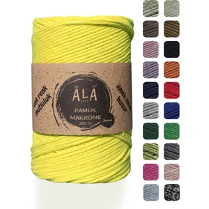 Koton Pamuk Makrome Ipi 2mm Cotton Zincir Makrome Çanta Ipi Supla Ipi Koton Ip 250 Gram Sarı Renk Tek Ebat Beden