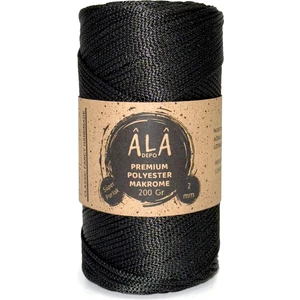 Ala Depo Premium Polyester Makrome ip (Süper Parlak) 2mm - 200 Gram Siyah