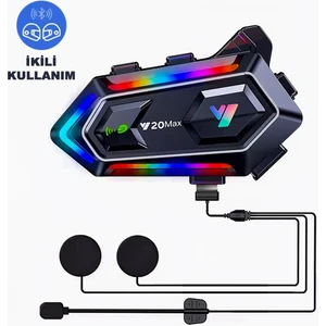 Ikili Interkom Bağlantılı Y20 Max Motorsiklet Intercom Su Geçirmez Kask Intercom Rgb Intercom