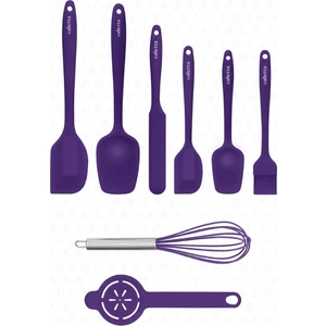 Drongo Isıya Dayanıklı Yanmaz Yapışmaz Silikon Spatula Seti 8 Parça Mor