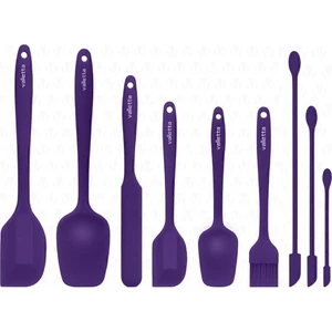 Drongo Kavanoz Sıyırıcılı Silikon Spatula Seti 9 Parça Mor