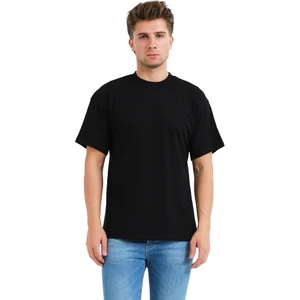 100% Pamuk Basic Fit Bisiklet Yaka Siyah Erkek T-Shirt - Alpha