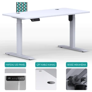 Karr Office O-Flex Tek Motorlu Elektrikli Yükseklik Ayarlı Masa - 180x80 - Beyaz