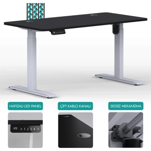 Karr Office O-Flex Tek Motorlu Elektrikli Yükseklik Ayarlı Masa - 160x80 - Siyah