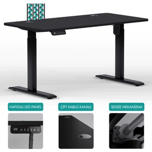 Karr Office O-Flex Tek Motorlu Elektrikli Yükseklik Ayarlı Masa - 120x60 - Siyah