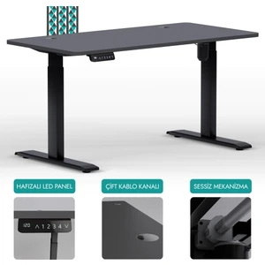 Karr Office O-Flex Tek Motorlu Elektrikli Yükseklik Ayarlı Masa - 120x60 - Antrasit
