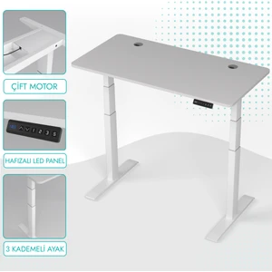 Karr Office O-Flex Duo Çift Motorlu Elektrikli Yükseklik Ayarlı Masa - 120x60 - Beyaz