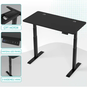 Karr Office O-Flex Duo Çift Motorlu Elektrikli Yükseklik Ayarlı Masa - 120x60 - Siyah