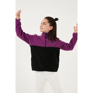 Yumuşak Dokulu Yarım Fermuarlı Renk Bloklu Dik Yaka Polar Unisex Çocuk Polar 5905004