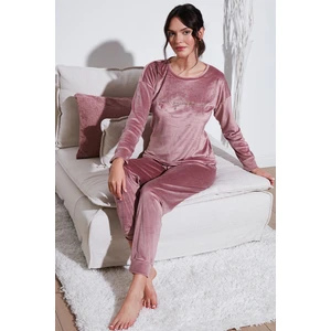 Regular Fit Yumuşak Dokulu Kadife Pijama Takımı Bayan Pijama Takımı 6094200W4