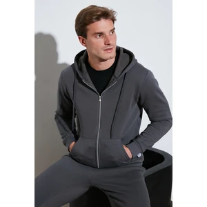 Slim Fit Kapüşonlu Fermuarlı Içi Tüylü Yumuşak Şardonlu Kışlık Sweat Erkek Sweat 5905340