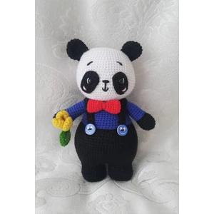 Papyonlu Panda Amigurumi Organik Örgü Oyuncak