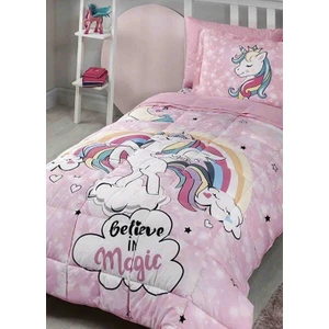 Tek Kişilik (Çarşafı Lastikli) Uyku Seti Unicorn Pembe