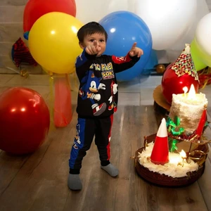 Sonic Çocuk Spor Eşofman Takımı Pamuklu Kumaş Şardonlu