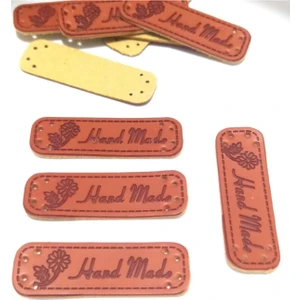 10 Adet Handmade Deri Etiket Çiçek Figürlü Etiket , Etiketler