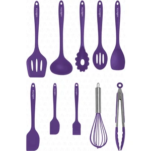 Salvatore Isıya Dayanıklı Yanmaz Yapışmaz Silikon Spatula Seti 10 Parça Mor