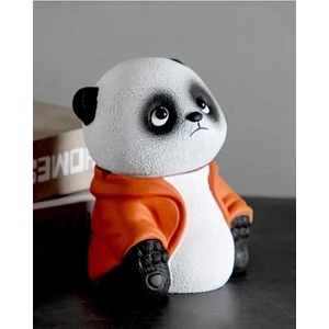 Taşdevri Life Dekoratif Kapaklı Sevimli Panda Küllük, Kültablası Turuncu