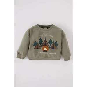 Erkek Bebek Bisiklet Yaka Doğa Baskılı İçi Yumuşak Tüylü Sweatshirt D5642A524WN