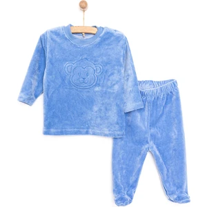 HelloBaby Yenidoğan Kadife Tshirt-Patikli Alt Erkek Bebek