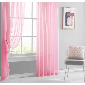 Belle Cose Pileli Düz Tül Perde Pembe (1x2,5 Pile)