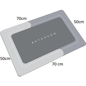Banyo Paspası-Süper Emici-Kaymaz Tabanlı Banyo ve Abdest Paspası-Kare Gri