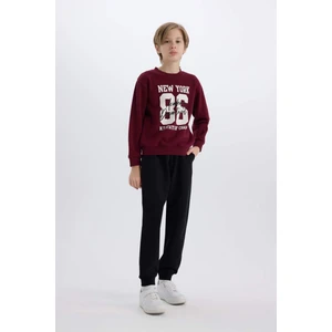 Erkek Çocuk 2'li Takım Bisiklet Yaka Baskılı Kalın Sweatshirt Beli Lastikli Eşofman Altı E1935A824CW