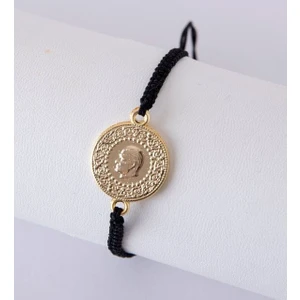 Herşey Nota Kaplama Makrome Ipli Çeyrek Altın Bileklik