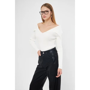 Kadın  Şal Yaka Fitilli Kazak 2906