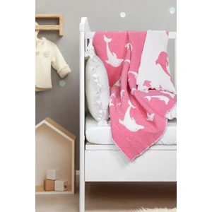 Pamuk Bebek Battaniyesi -Yunus Kabartma Desenli -Bebek Battaniyesi - Naturel