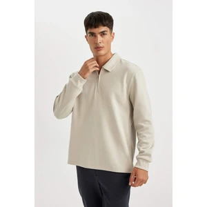 Regular Fit Polo Yaka Yarım Fermuarlı Basic Düz Sweatshirt D2279AX24AU