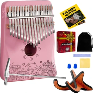 KLX-350-PAK Hakiki Ağaç Pembe Kalimba 17 Tuşlu Full Set