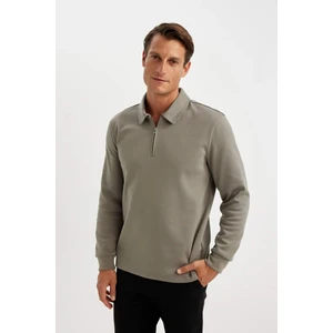 Regular Fit Polo Yaka Yarım Fermuarlı Basic Düz Sweatshirt D2279AX24AU
