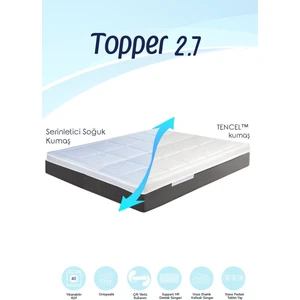 Topper 2.7 - Serinletici Soğuk & Tencel™ Kılıflı Nano Paket Yaylı Visco Yatak Pedi - Yıkanabilir