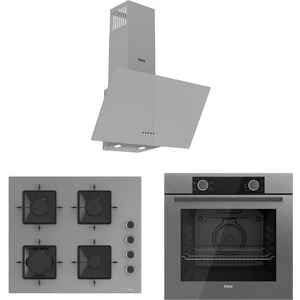 Pure Ss Serisi Gri Cam Ankastre Set D088 - SS208 Kare - XE61CPR