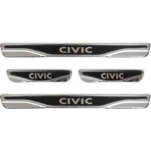 Honda Cıvıc Uyumlu 4 Parça Iç Kapı Eşiği Karbon Krom Abs