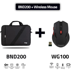 BND200-WG100 MOUSE , 15,6 inch Eko Serisi Omuz Çantası ve Oyuncu Gaming Mouse - Siyah