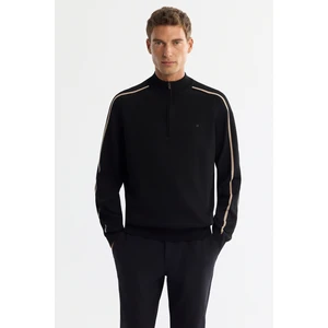 Avva Erkek Siyah Regular Fit Fermuarlı Dik Yaka Rayon Triko Kazak A42Y5005