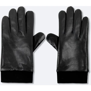 Erkek Siyah %100 Deri Düz Eldiven A42y9700