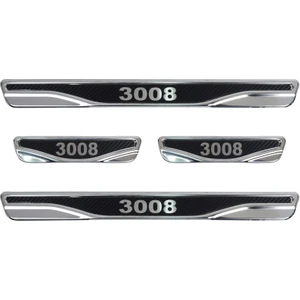 Peugeot 3008 Uyumlu 4 Prç. Iç Kapı Eşiği Karbon Krom Abs