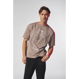 Pepp Jeans Bej Düşünen Adam Baskılı Oversize Tshirt