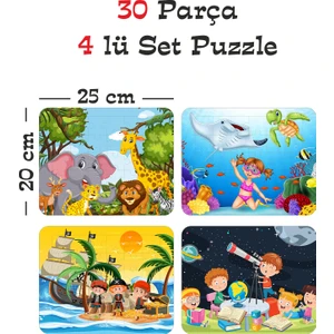 Gift Plus 30 Parça Ahşap Eğitici Yapboz Puzzle Seti (Set 4)