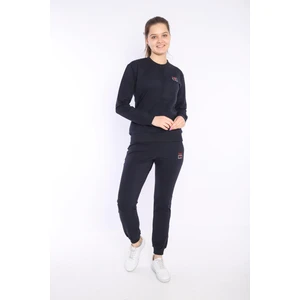 Kadın Sweat Lacivert İki İplik Üst Dikiş Detaylı Uzun Kol Eşofman Takımı - 7643