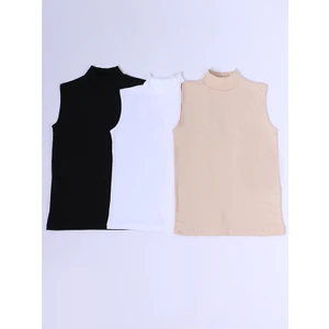 Kadın Sıfır Kol Boğazlı Body 3lü Set Ten