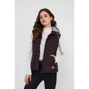 Kadın Kapüşonlu Penye Astarlı Şişme Yelek - Beyaz