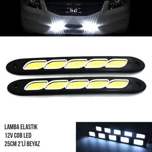 Oto Gündüz Farı Sis Lambası LED Ultra Beyaz Elastik 25CM 2li